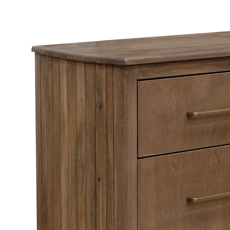 Okai Wide Dresser, 6 Drawers, Metal Handles, Farmhouse Brown Solid Wood