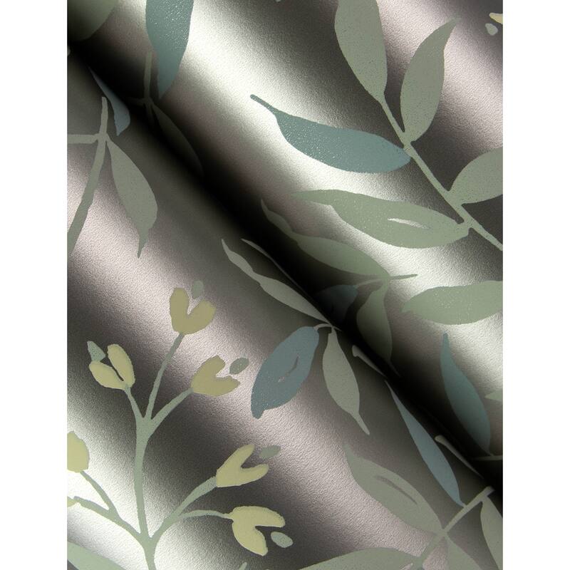 Chesapeake Senna Silver Budding Vines Wallpaper