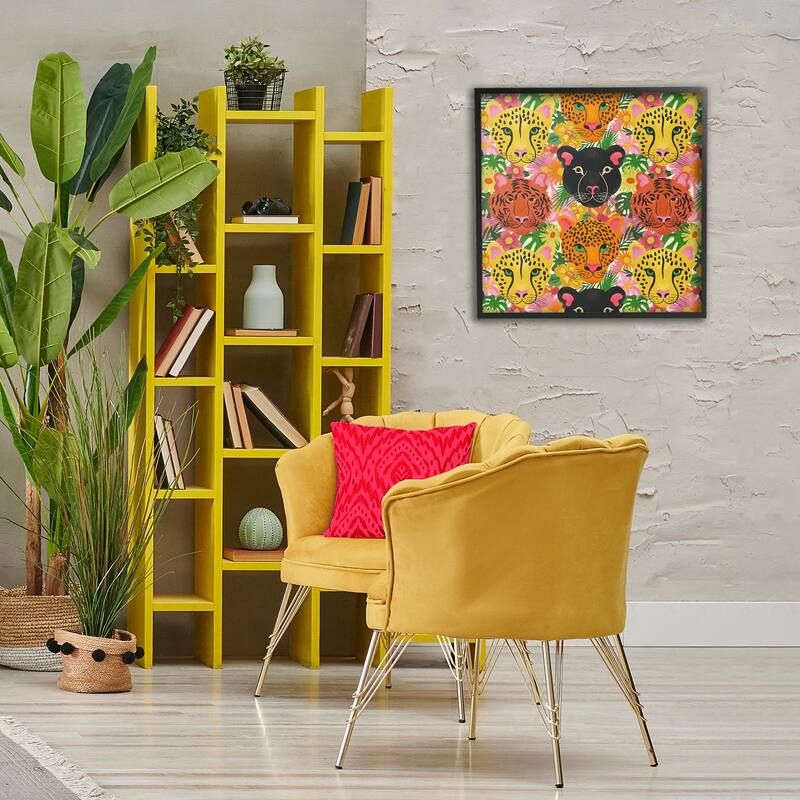 Stupell Jungle Cats Wildlife Pattern Framed Giclee Art Design By Carrie Cantwell