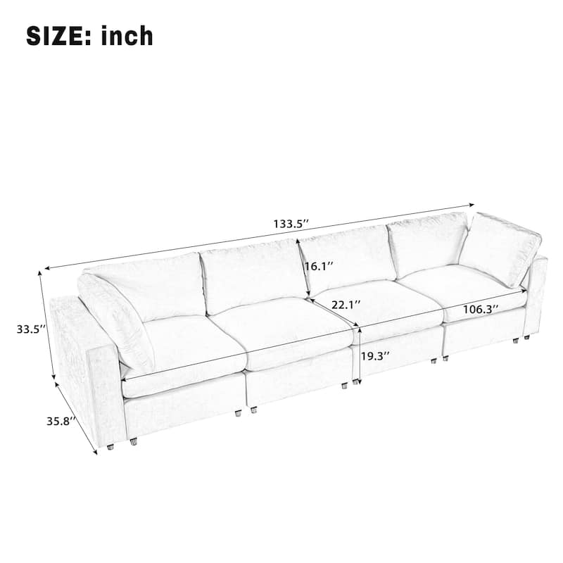 Modular Upholstered Sectional Sofa with Storage Space, USB Charge Ports, Wireless Charging and Built-in Bluetooth Speaker in Arm