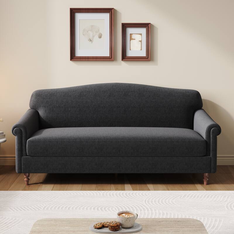 Roomfitters Modern Chenille Loveseat Sofa with Rolled Arms, 2-Seater Couch