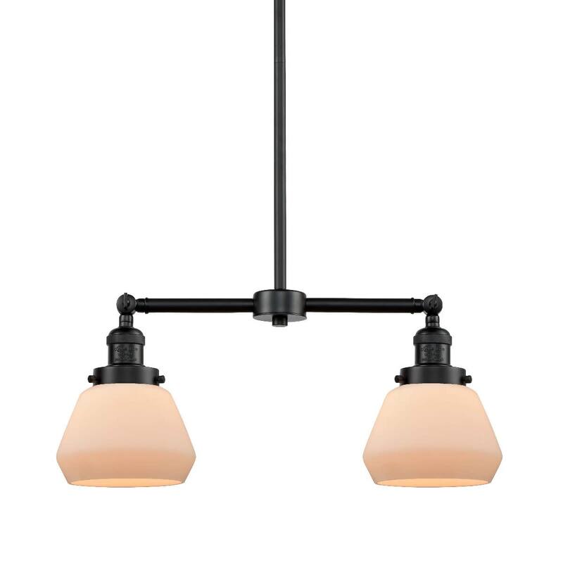 Innovations Lighting Fulton 2 Light 21" Wide Linear Chandelier - Oil Rubbed Bronze / Matte White Cased