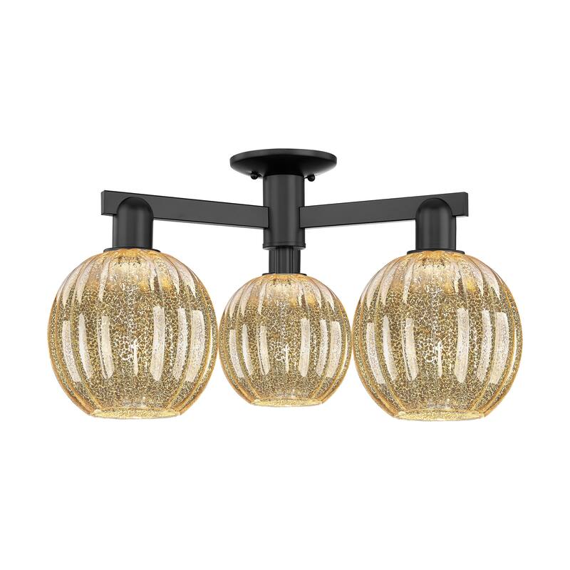 Innovations Lighting Downtown Urban - Preston - 3 Light 25" Globe Shade Semi-Flush Mount