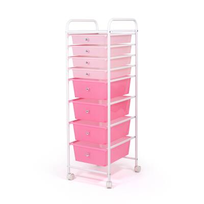 Humble Crew Essentials 8 Drawer Rolling Storage Cart with Wheels, Pink