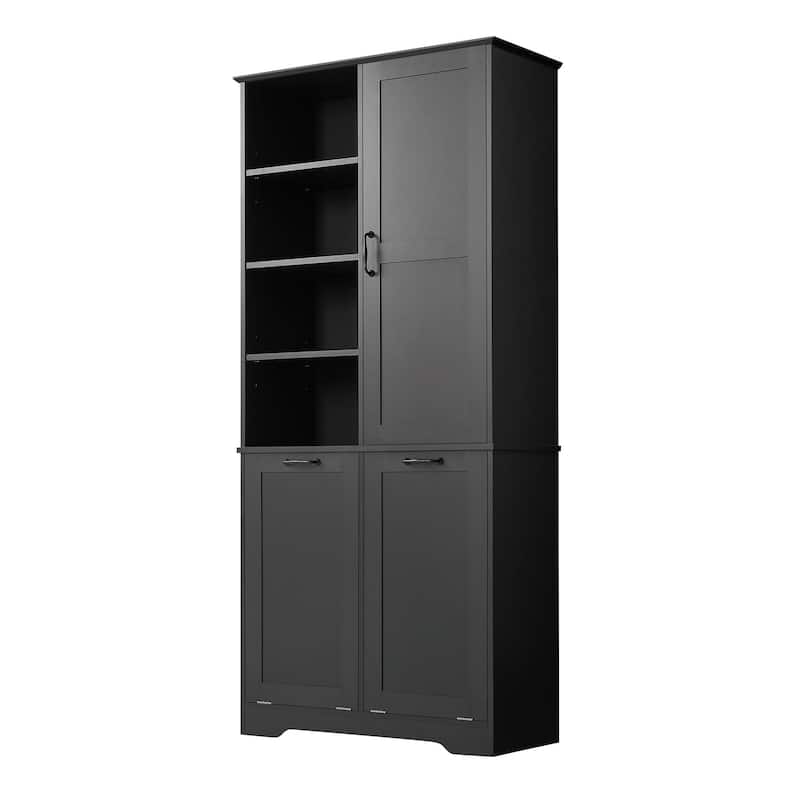 Bathroom Storage Cabinet with Doors and Drawers, Tilt-Out Laundry Hamper