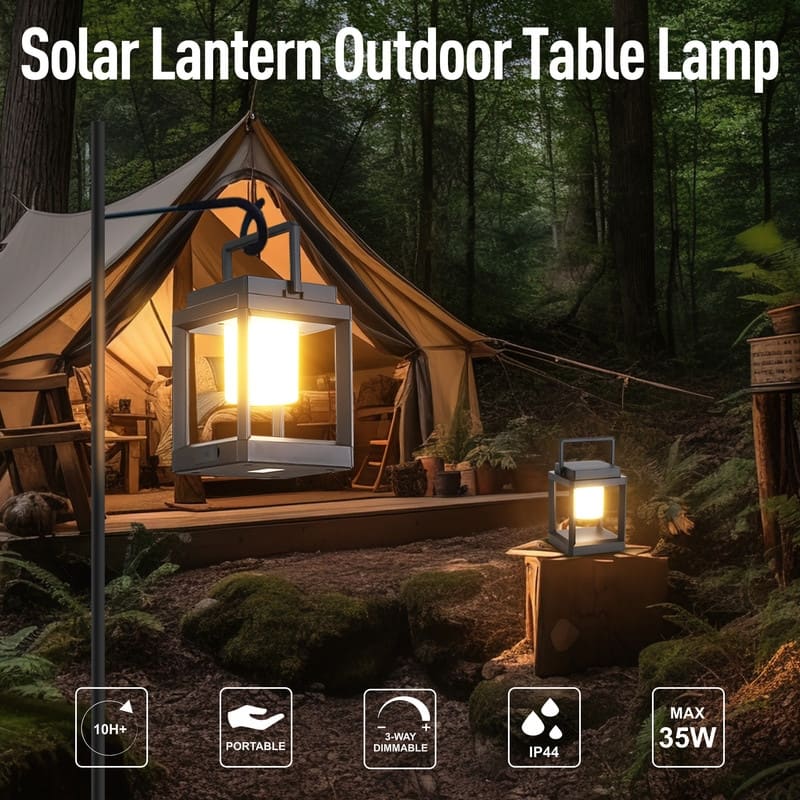 7.4" Outdoor Solar Lantern With LED Light Battery Powered, Durable & Stylish