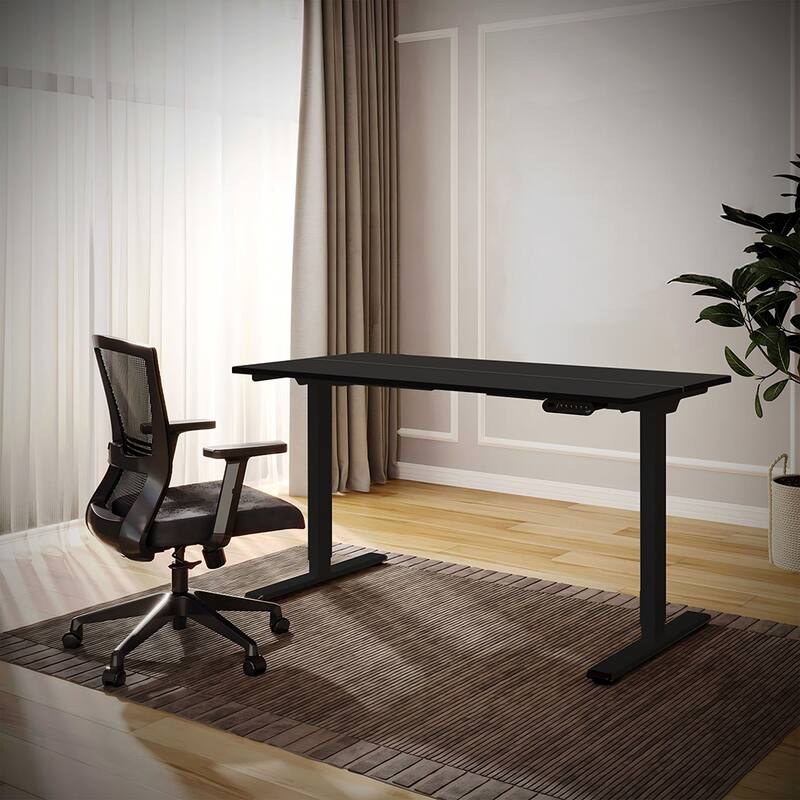 Electric Dual Motor Standing Desk, Adjustable 55x28-inch Workstation - Black