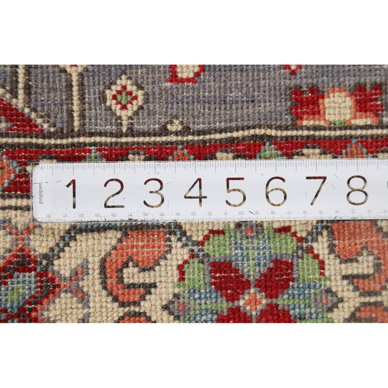 Geometric Blue Kazak Oriental Foyer Rug Hand-Knotted Wool Carpet - 3'4" x 4'11"
