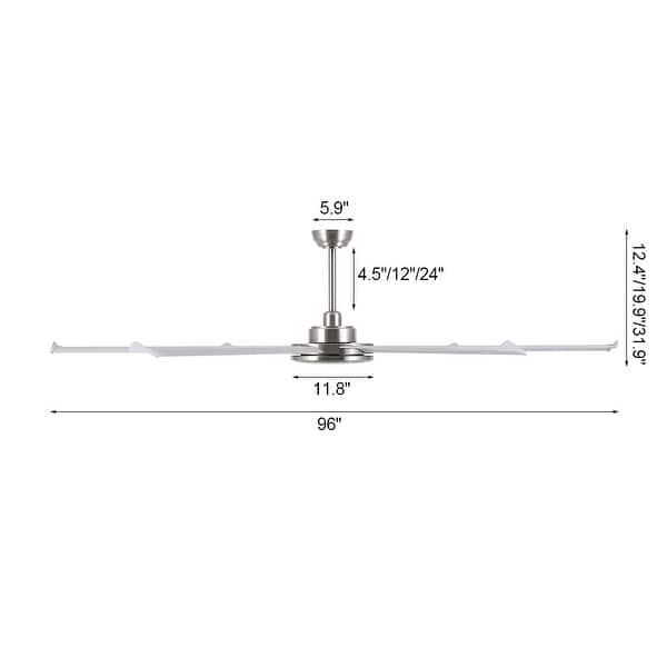 dimension image slide 0 of 3, MLiAN 96 In. 6 Aluminium Blades Indoor Ceiling Fan with Light Kit and Remote - 96"