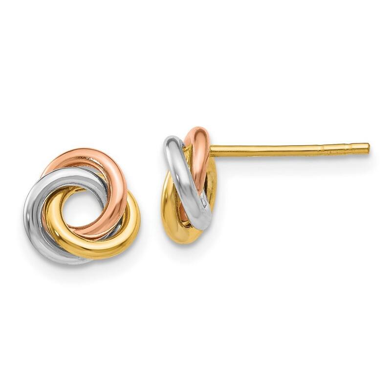Curata 10k Tri Color Gold8mm Twisted Love Knot Post Earrings