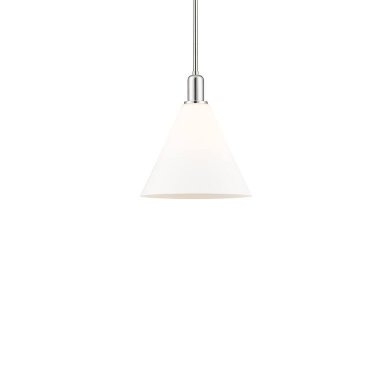 Innovations Lighting 716-1S-14-12 Berkshire Glass Pendant Berkshire - Polished Nickel / Matte White