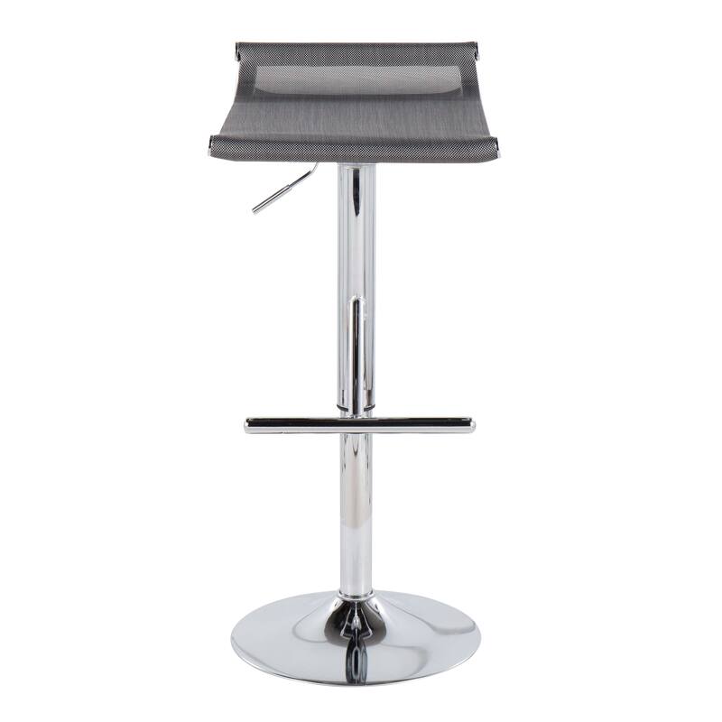 Lumisource Mirage Ale Adjustable Bar Stool in Chrome and Silver Mesh - 18"Lx16"Wx26.25-35"H - Bar height/Bar Height - Single - Chrome, Silver Mesh