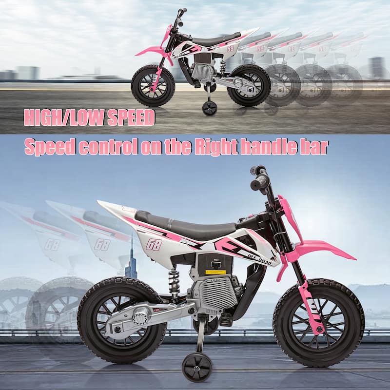 12V Kids Electric Motorcycle Dirt Bike, Battery-Powered Ride on Motorbike for Kids Best Gift