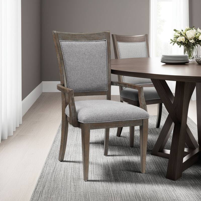 Koa Dining Armchair Set of 2, Padded Seat and Back, Driftwood Brown