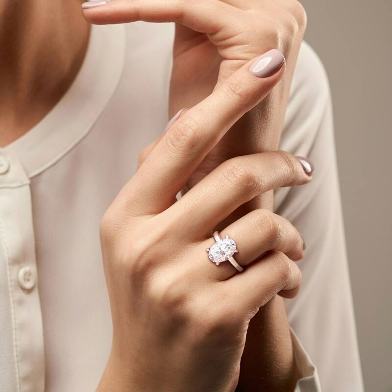 Miadora 4 1/2ct DEW Oval-cut Created Moissanite Solitaire Engagement Ring In Sterling Silver