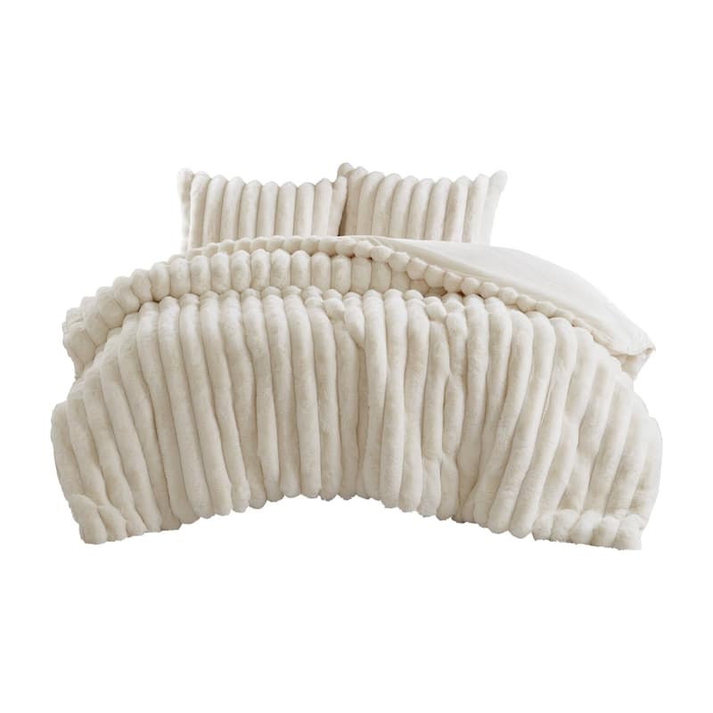 Madison Park Jasmine Ultrasoft Faux Fur Ribbed Comforter Set