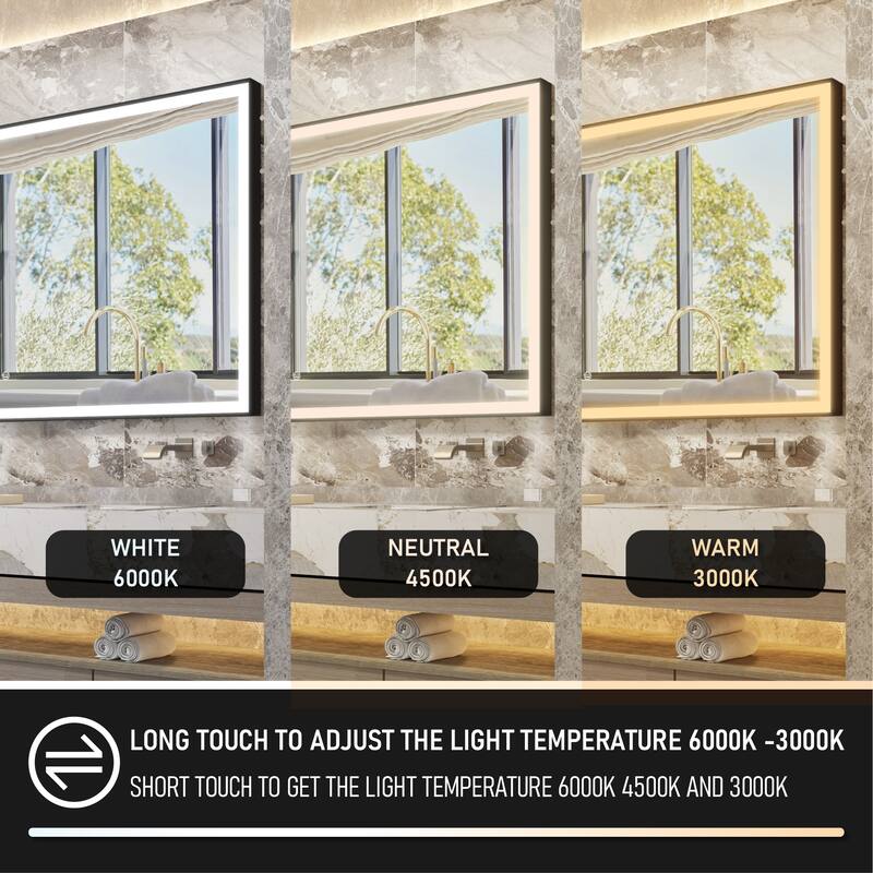 Wall Mounted Bathroom Heavy Duty Framed LED Mirror With bright light And And Memory Function