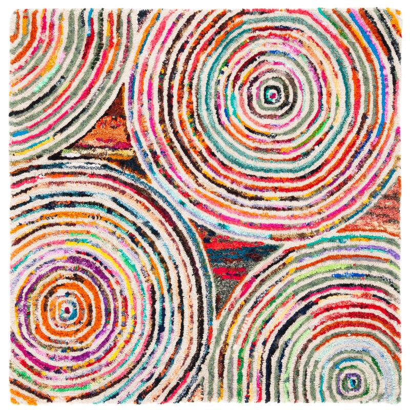 SAFAVIEH Handmade Nantucket Drahomira Contemporary Cotton Rug - 4' Square - Beige