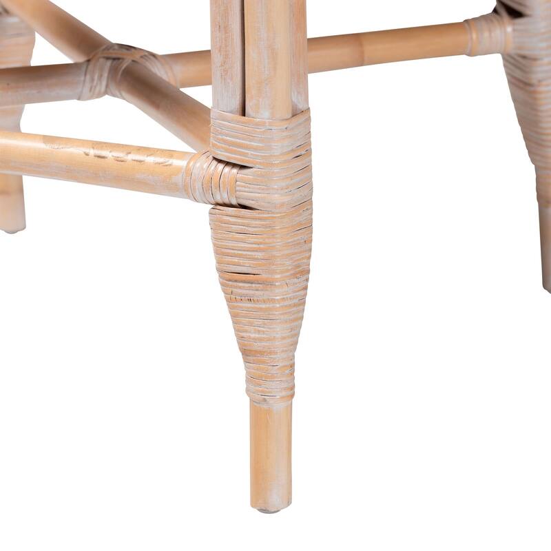 Allen Natural Rattan Counter Stool - Handwoven Wicker Stool with Lattice Back and Removable Cushion, Counter Height Seating