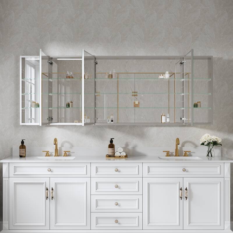 Bath 30'H Recessed or Surface Wall Mount Medicine Cabinet With Adjustable Glass Shelves