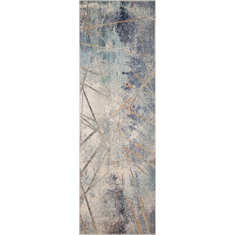 Noori Rug Webster Low Pile Area Rug - 2'0" x 6'0" - Blue/Ivory