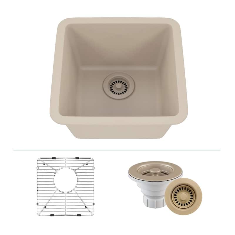 15" x 15" Quartz Kitchen Sink, Single Bowl Kitchen Sinks, Drop in Kitchen Sink, Granite Composite Kitchen Sink,... - 15"x15" - Galaxy Beige