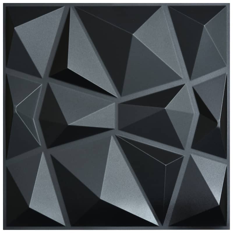 Art3d 3D Wall Panels PVC Diamond Design (32 Sq.Ft) - 19.7 x 19.7 - Black