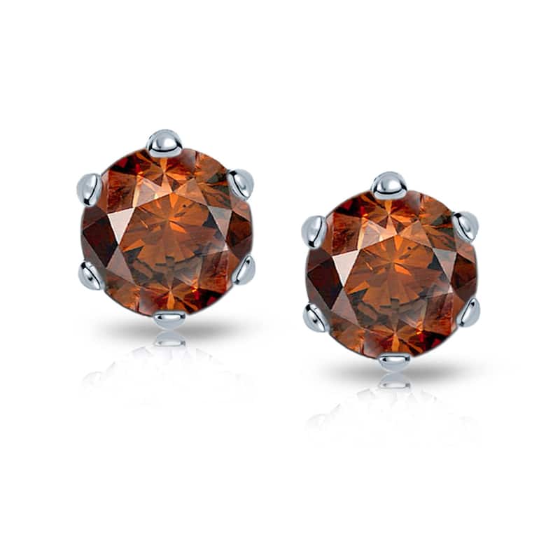 Auriya 14k Gold 1 1/2ctw Brown Diamond Stud Earrings 6-prong (SI1-SI2)
