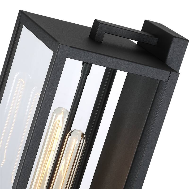 Forti 2-Light Modern Black Outdoor Wall Sconce Lantern Light - 20.5in H