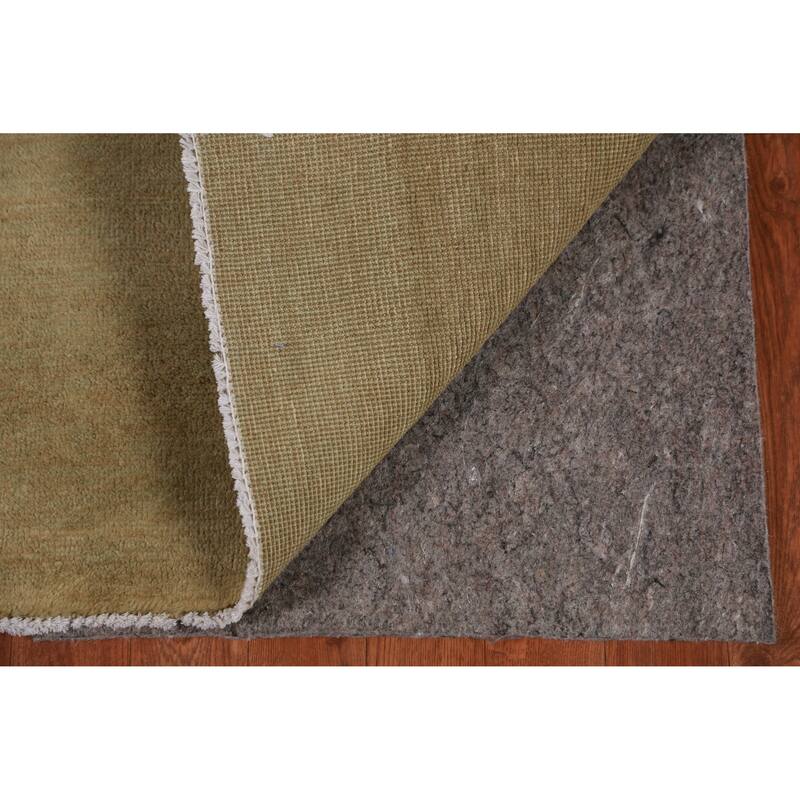 Hand Knotted Oriental 100% Wool Carpet Modern Solid Green Gabbeh Runner Rug - 10' 1'' X 3' 0''