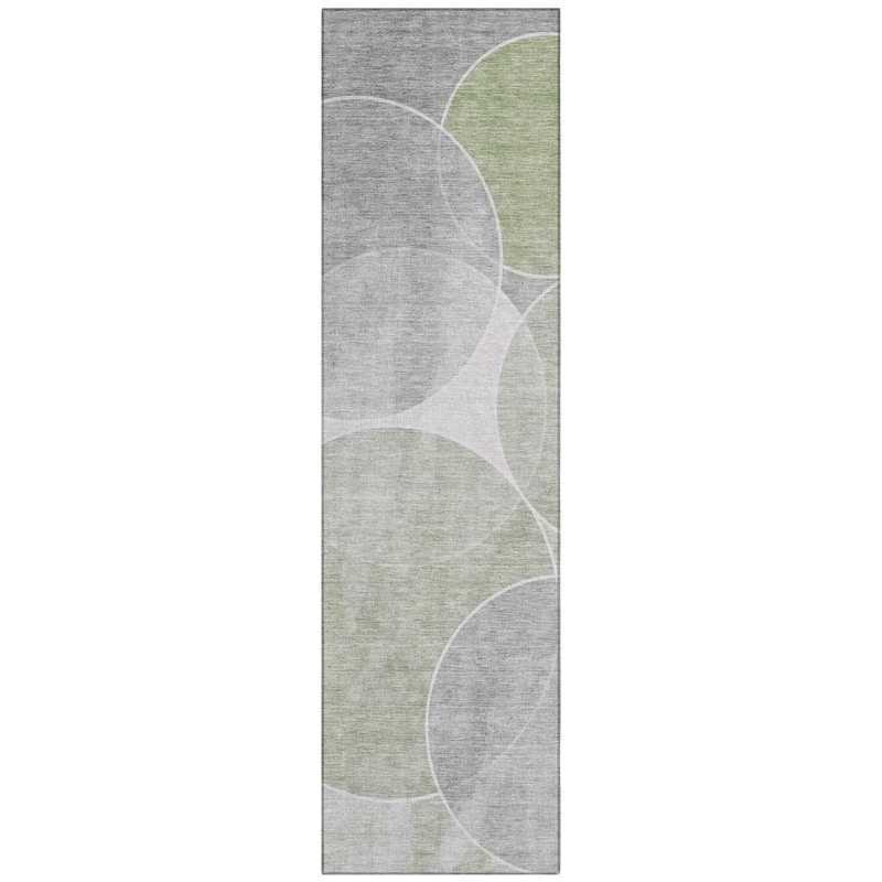 Machine Washable Indoor/ Outdoor Abstract Circles Chantille Rug