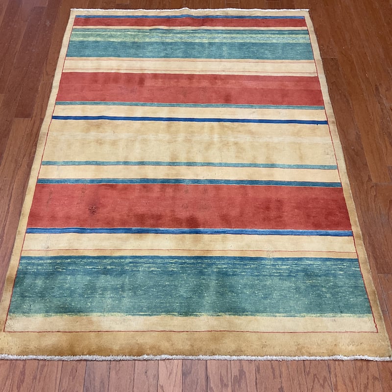 HERAT ORIENTAL Handmade Vegetable Dye Gabbeh Wool Rug - 4'3" x 6'