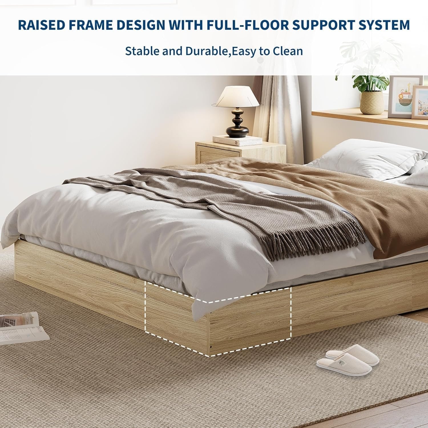 Wood Platform Bed Frame, Wooden Bed Frame Without Headboard