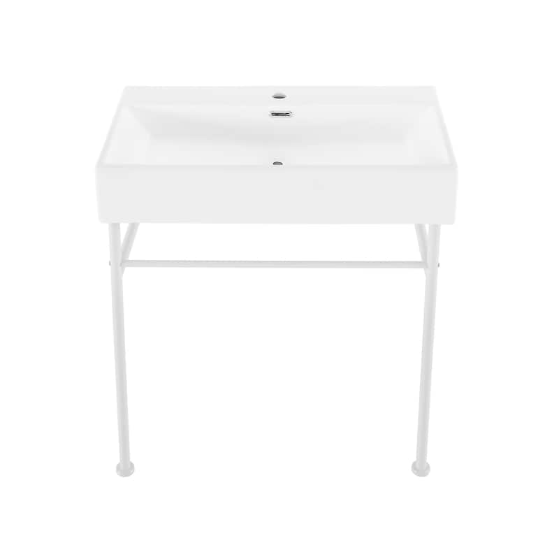 Swiss Madison SM-CS742 Claire 29-3/4" Rectangular Ceramic, Stainless - Glossy White
