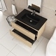 preview thumbnail 22 of 66, Wall-Mounted Bathroom Vanity in Evita Oak with Integrated Black Sink