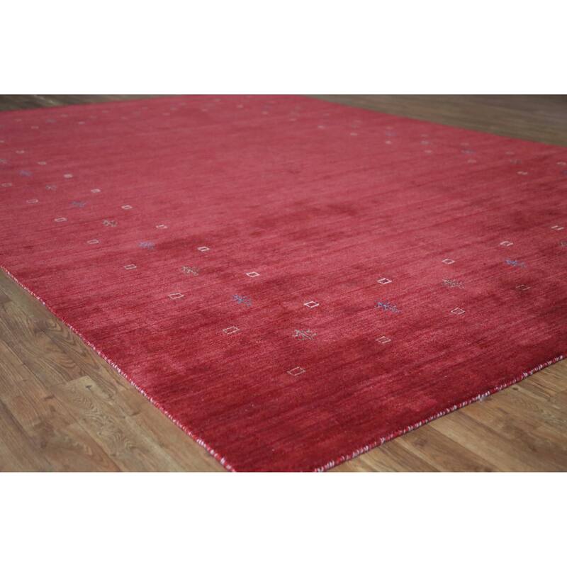 Hand Knotted Oriental 100% Wool Carpet Tribal Tribal Red Gabbeh Area Rug - 11' 4'' X 8' 1''