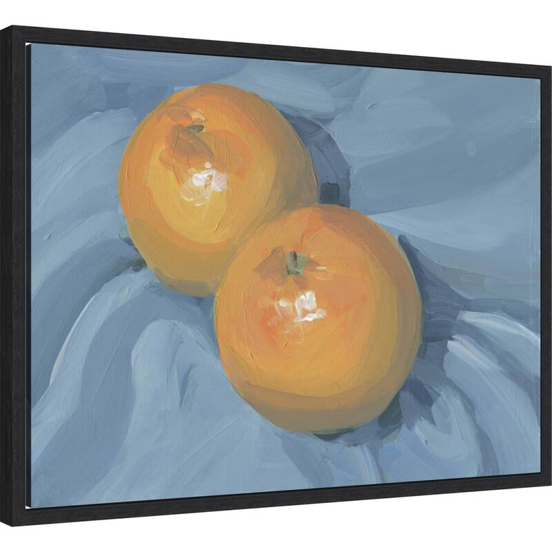 Oranges on Blue by Carrie Arnold (24 x 18 in.), Framed Canvas Wall Art Print