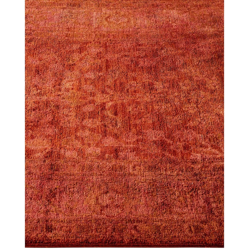 Overton Hand Knotted Wool Vintage Inspired Modern Contemporary Overdyed Red Runner Rug - 3' 0" x 13' 4"
