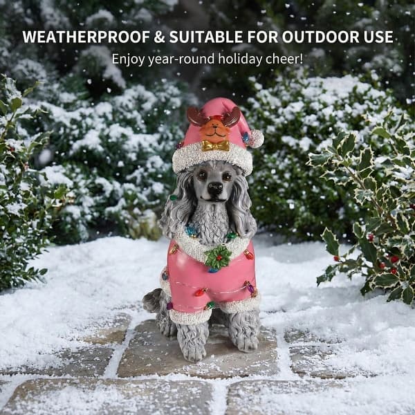 holiday dress up dog statue Christmas Poodle Statue, Figurine in Pink Santa Outfit - Bed Bath & Beyond selects24