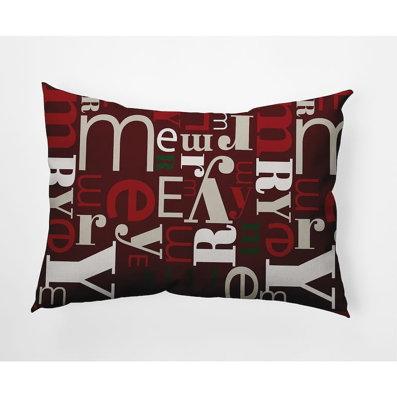Crazy Merry Christmas Soft Spun Polyester Decorative Throw Pillow - Specialty - Christmas Burgandy