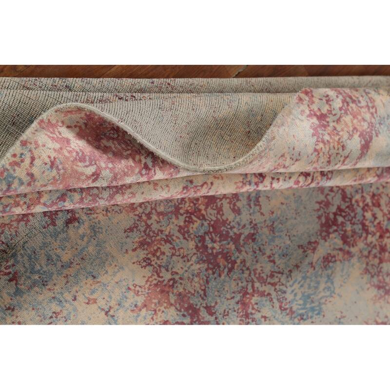 Abstract Indian Area Rug Handmade Multi-Color Wool Carpet - 5'4"x 7'6"