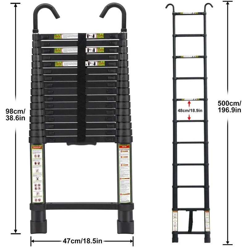 Telescopic Ladder, 16.5FT KERDOM Aluminum Telescoping Ladder