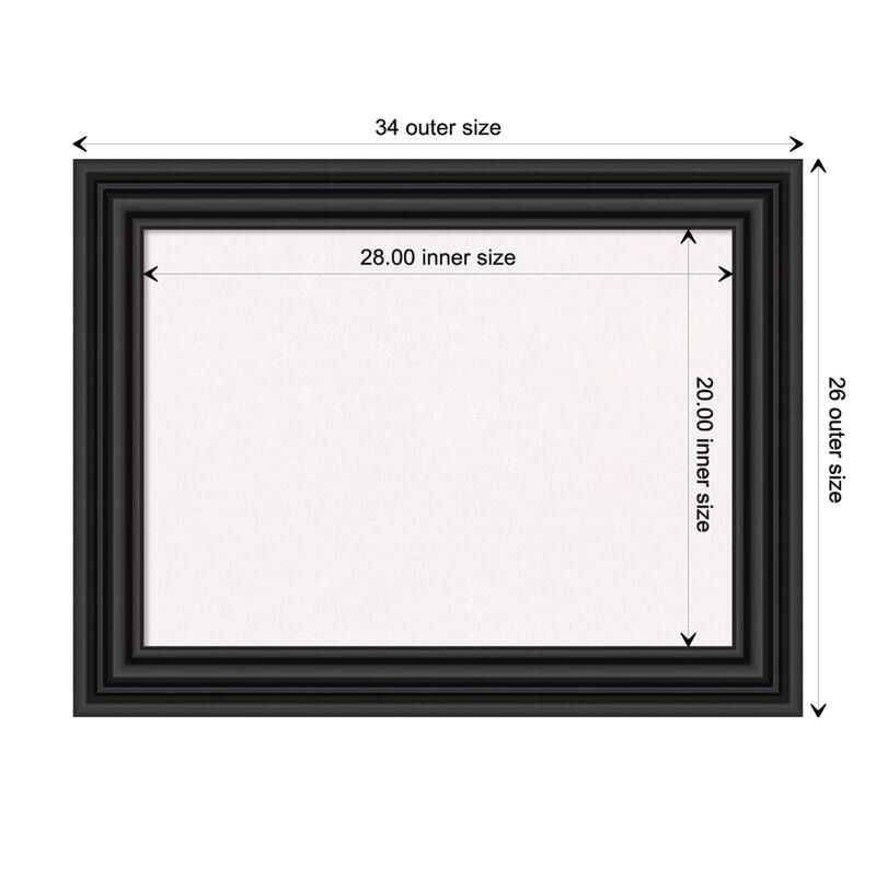 Colonial Black Framed White Corkboard Bulletin Board - Board Size 28x20