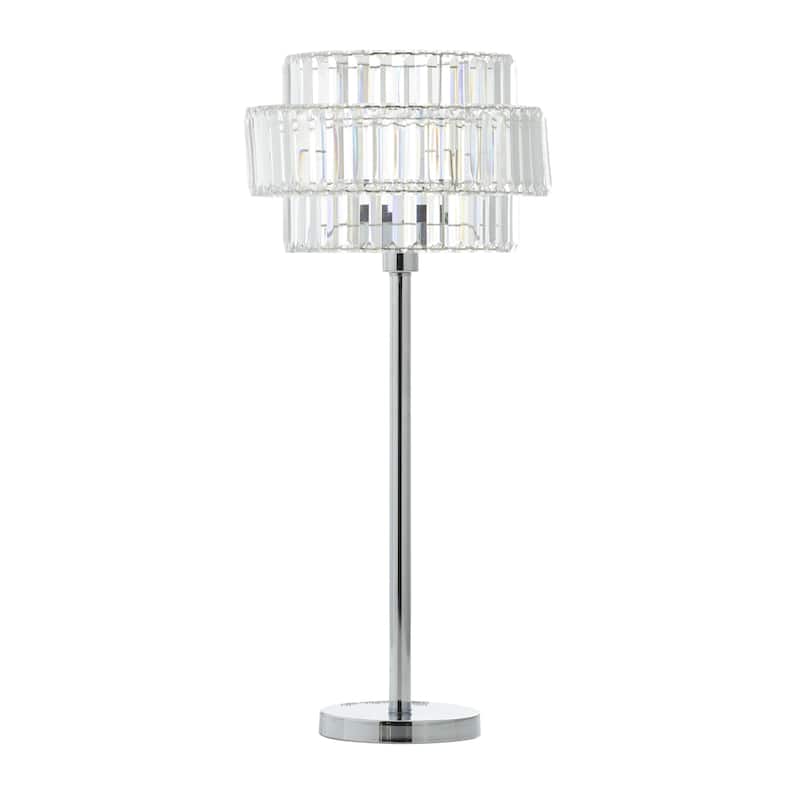 Metal Room Table Lamp with Crystal Embellishments - Set of 2 Silver - Roche River Decor - Silver