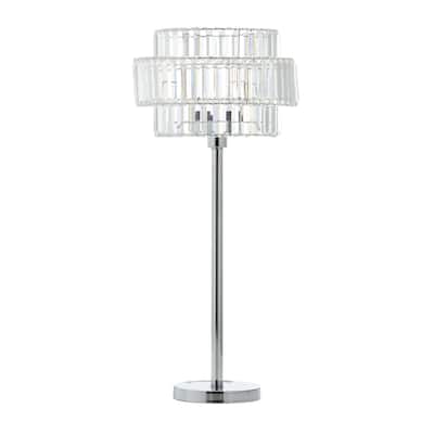 Metal Room Table Lamp with Crystal Embellishments - Set of 2 Silver - Roche River Decor