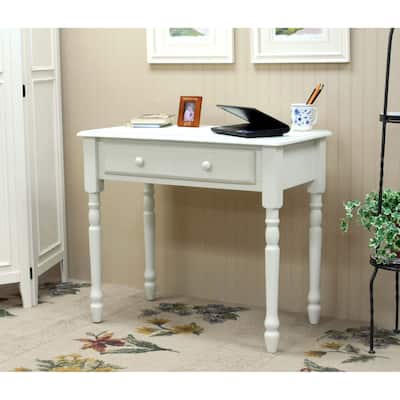 Wooden Desk with Slide-Out Tray - 34" - Antique White