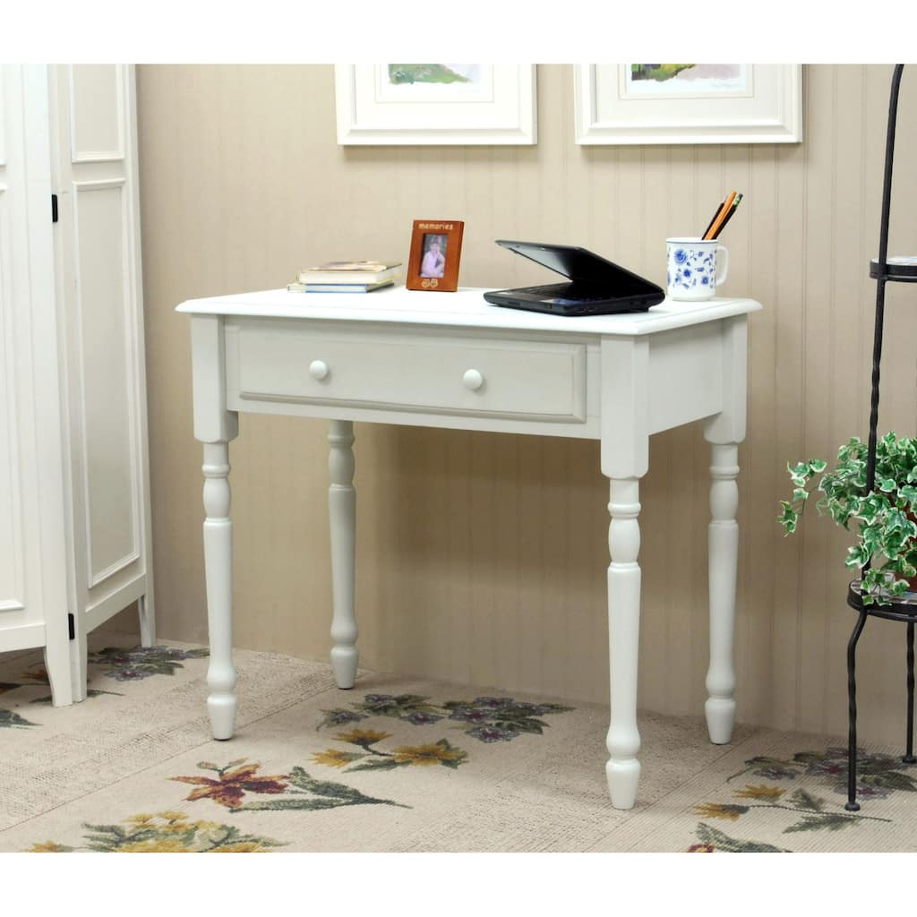 Wooden Desk with Slide-Out Tray - 34" - Antique White