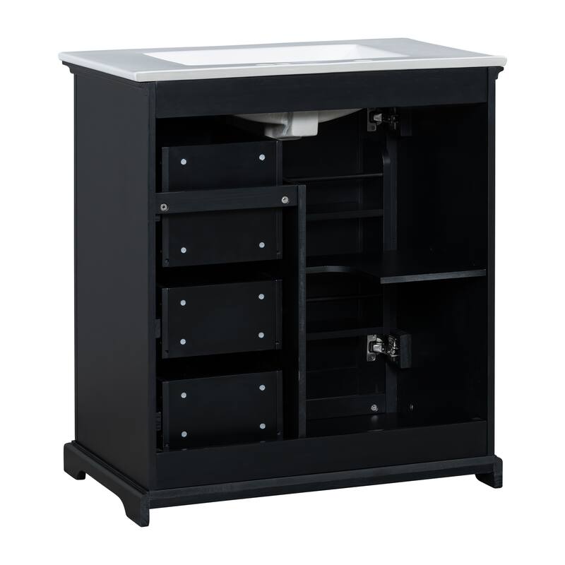 30 inch MDF Bathroom Vanity with Sink, One Package, Green Bathroom Cabinet with Drawers