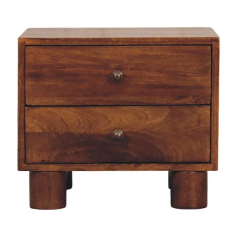 HomeRoots 15" Chestnut Solid Wood Square Two Drawer Nightstand