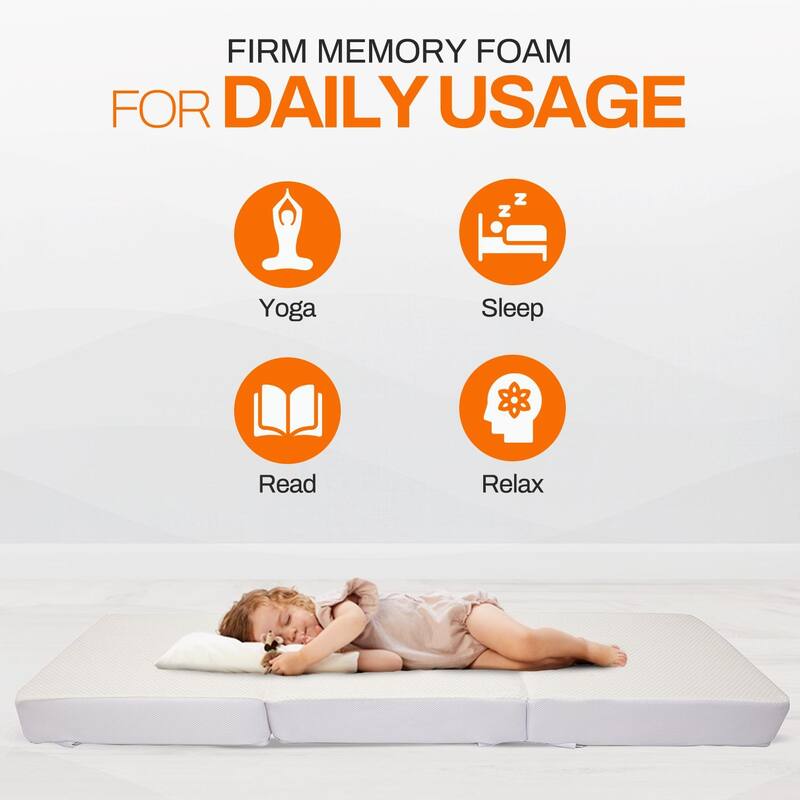 Cheer Collection Tri-fold 6" Folding Mattress with 2" Gel Infused Memory Foam